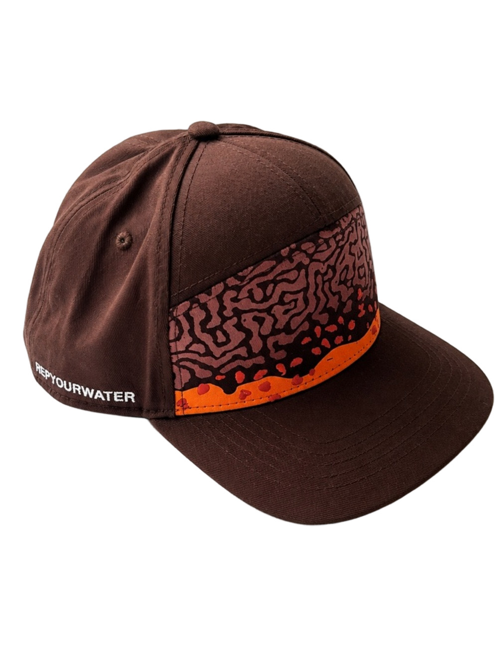 Rep Your Water Fishing Hat Trucker Style Brown Orange